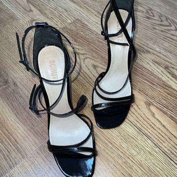 Schutz Licah Strappy Patent Leather Stiletto Sandals Size 9.5B Retail $180 - Picture 3 of 9